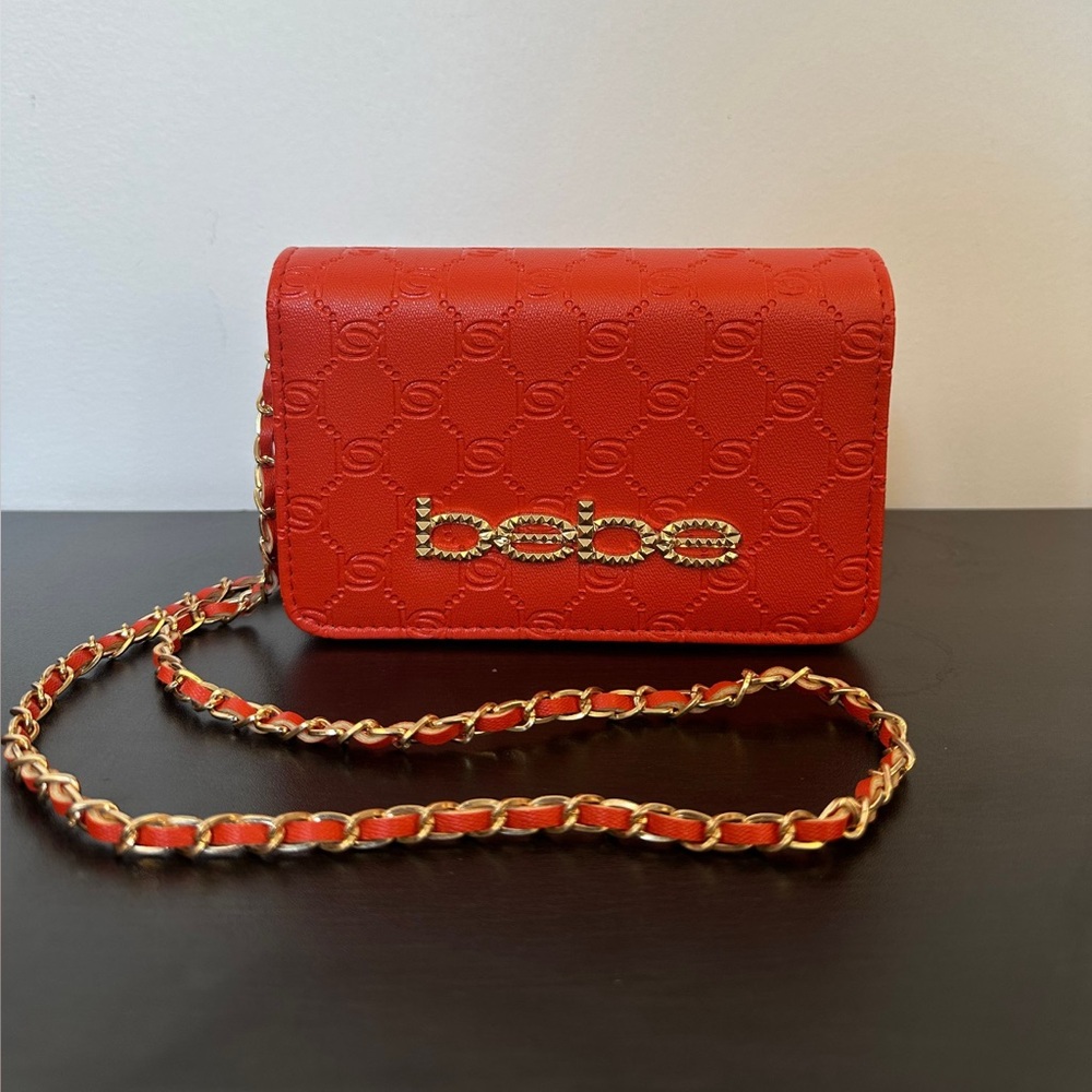 New Bebe Sunset Coral Logo Crossbody Bag
